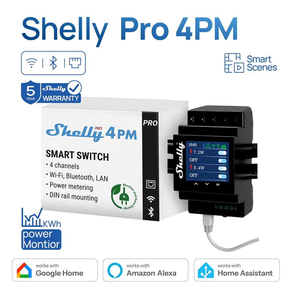 Shelly Pro 4PM Dört Kanallı Rö - Home Automation Technology incelemesi ve fiyatı